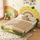 preview thumbnail 1 of 10, Full Size Upholstered Platform Bed with Sunflower Shaped Headboard, Cute Bedframe w/Wood Slats Support for Kids Girls Boys Green Green - Full