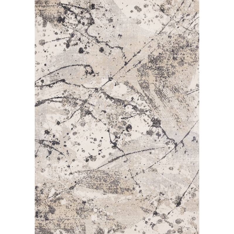 Grey Paint Splatter Abstract High-Traffic Rug