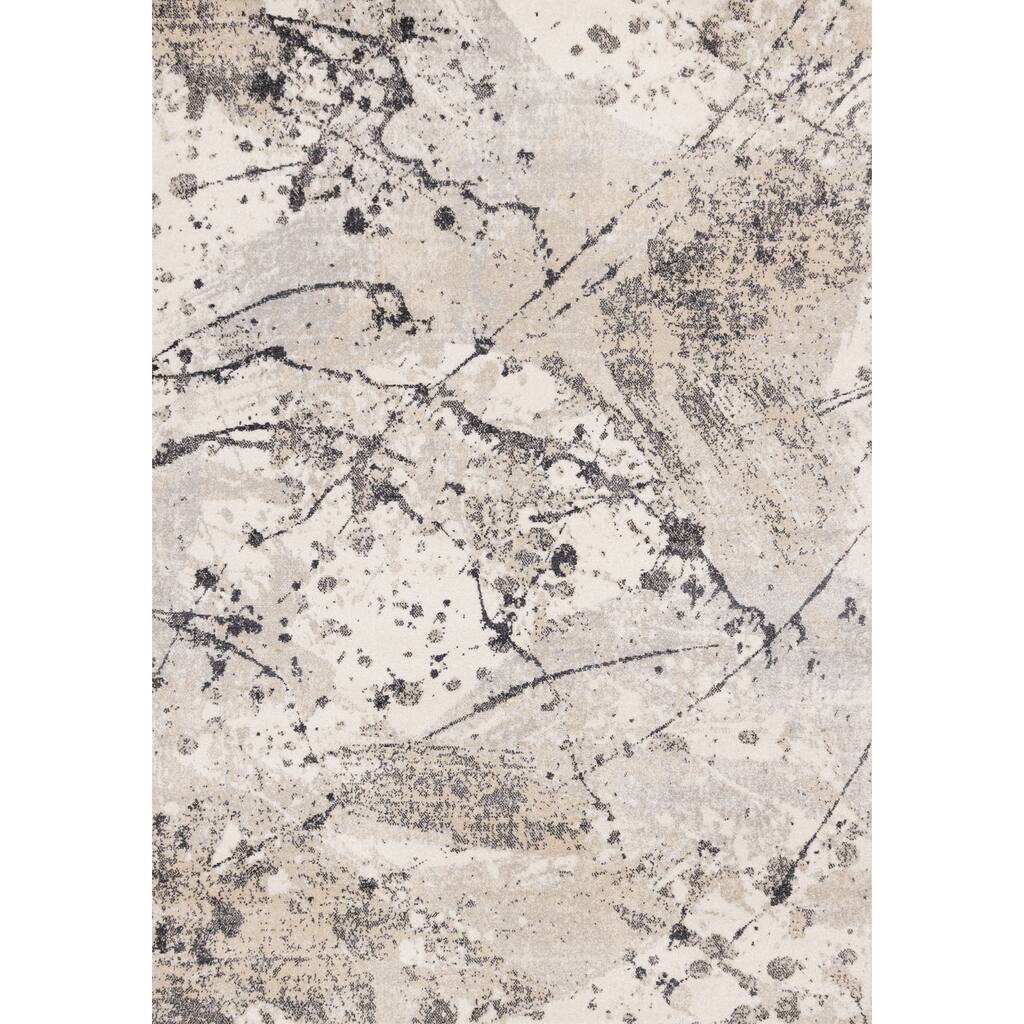 Grey Paint Splatter Abstract High-Traffic Rug
