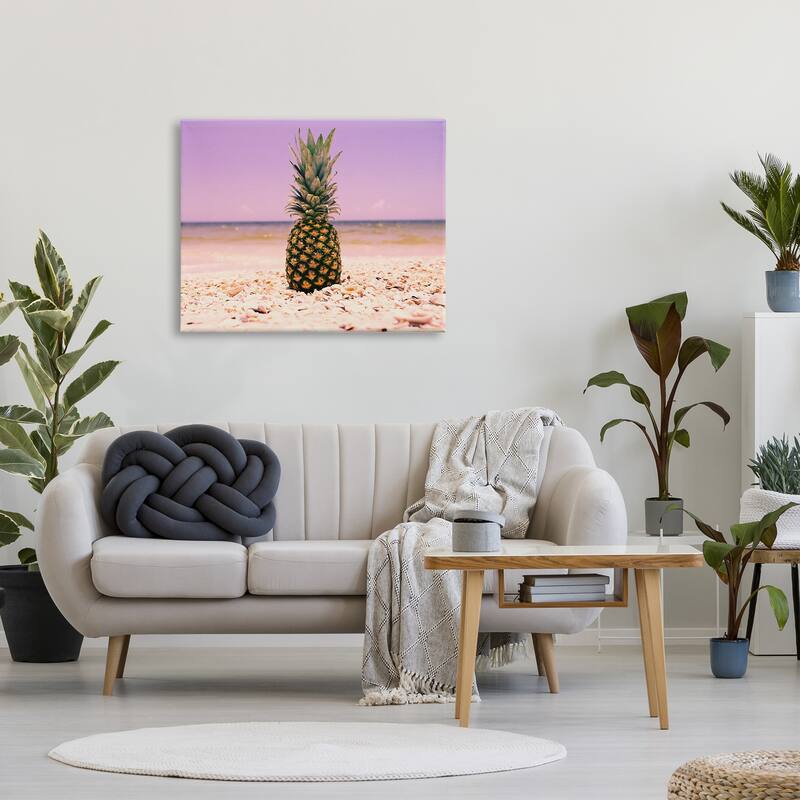 Stupell 'Pink Purple Pineapple Beach' Stretched Canvas Wall Art
