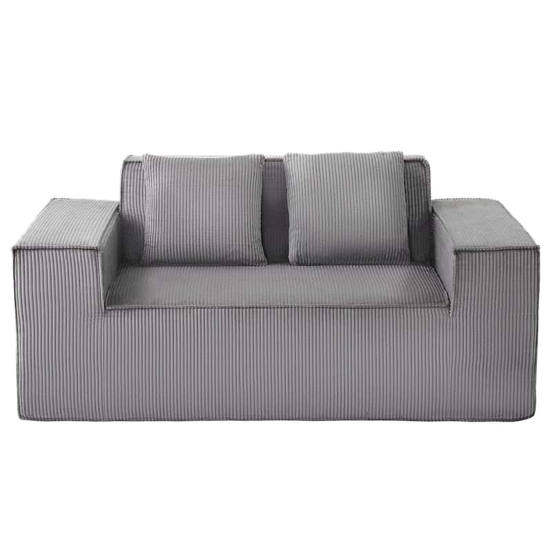 63” Wide Space-Saving Corduroy Loveseat Sofa 2-Seater Couch with High-Resilience Cushions - 63” x 37” x 28.3”