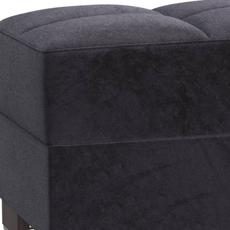 HomeRoots 52" Black and Brown Microfiber Tufted Storage Ottoman
