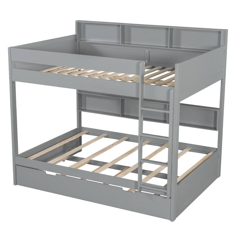 Bunk Bed with Trundle & Dual-Side Storage Shelves by Harper&Bright Designs