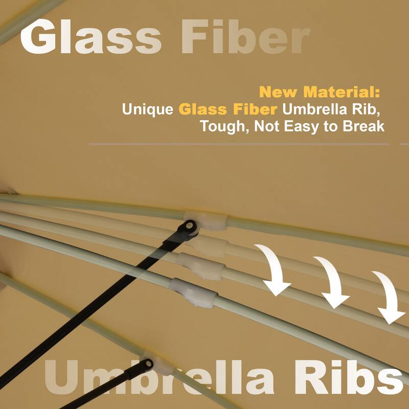 180'' x 108'' Rectangular Fiberglass Lighted Market Umbrella with Base