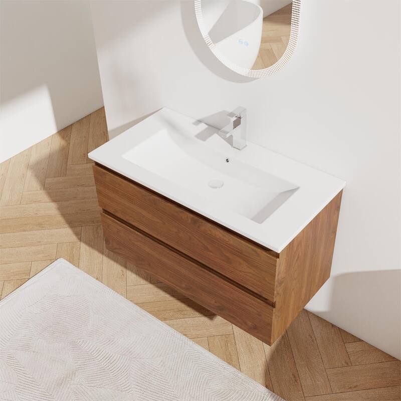 Bathroom Vanity With Sink In 24/30/36 Inch, Floating Bathroom Vanity With Soft Close Drawer