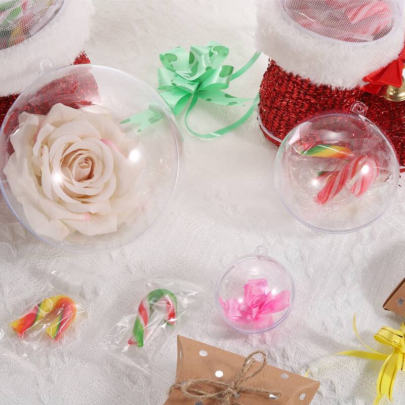 12Pcs Clear Plastic Ornaments Balls with 30cm Rope