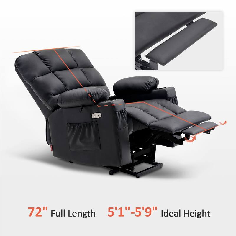 MCombo Medium Dual Motor Power Lift Recliner Chair with Massage and Heat for Elderly People, Faux Leather 7679