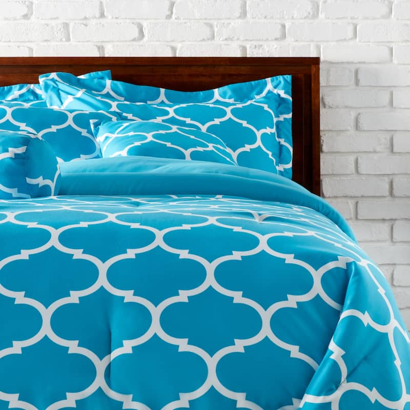 Trellis 3-Piece Duvet Cover & Sham Covers Set - Light Blue - King - 3 Piece