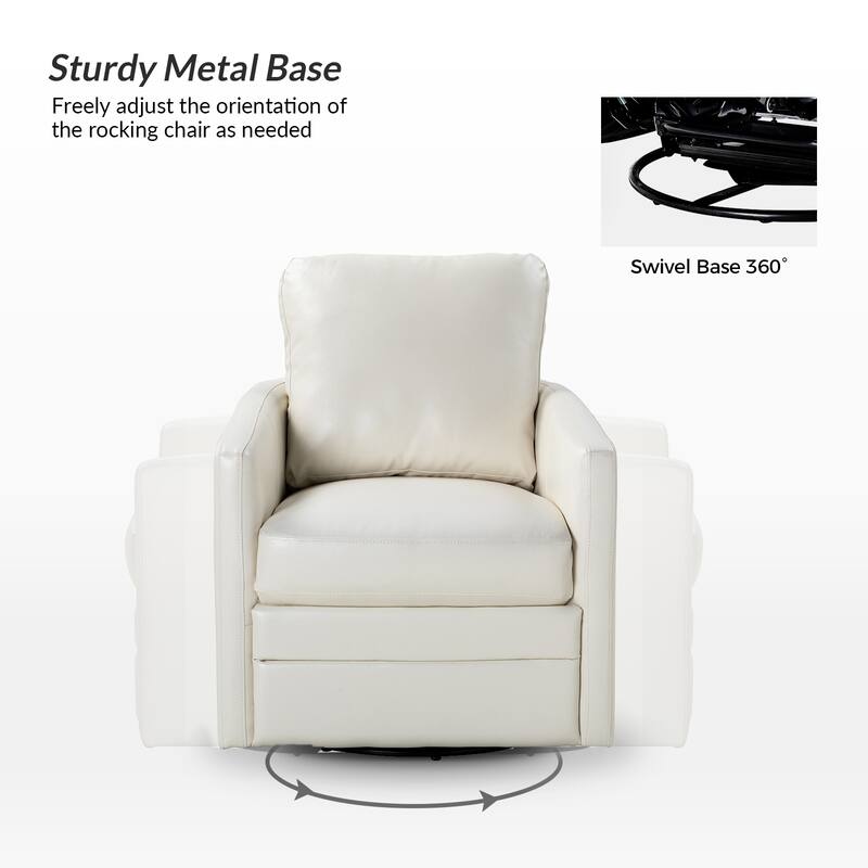 Terrance Transitional Swivel Faux Leather Barrel Chair with Metal Base Set of 2