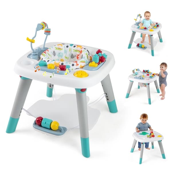 slide 2 of 9, Multicolor 6-in-1 Kids Activity Center with Rotating Seat, Toys and Adjustable Board - 24" L × 24" W × 27" H Multi