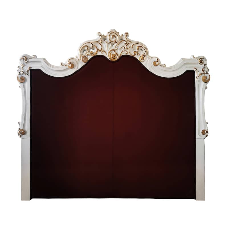 Casada Beige and Antique Pearl Panel Bed with Nailhead Trim