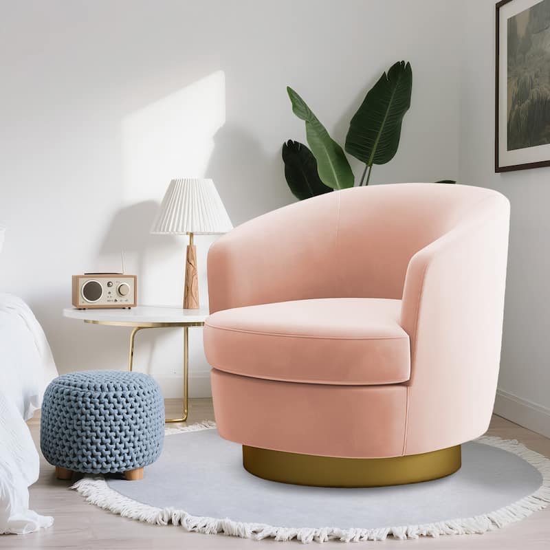 360 Degree Velvet Swivel Club Chair, Soft & Comfotable