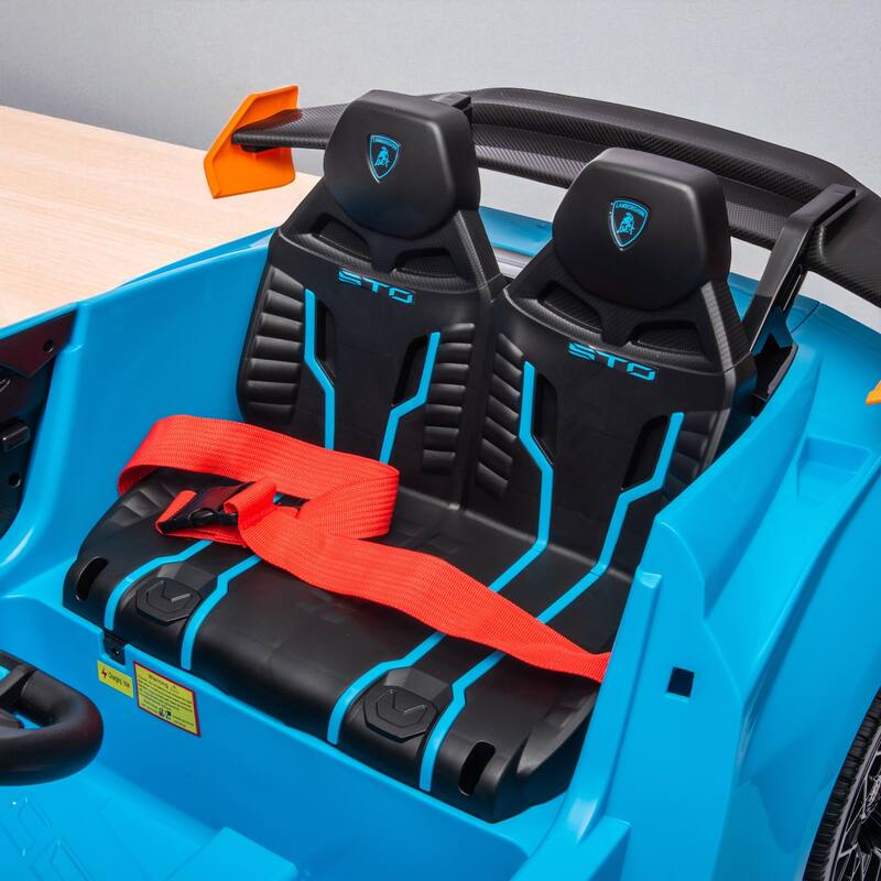 Lamborghini Huracan STO 24V Kids Ride-On Drift Car with LED Lights, 360° Spins, Music, and Remote Control