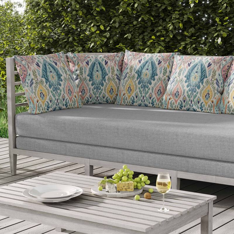 Ikat Infusion Indoor/Outdoor Reversible Throw Pillow Blue and Pink