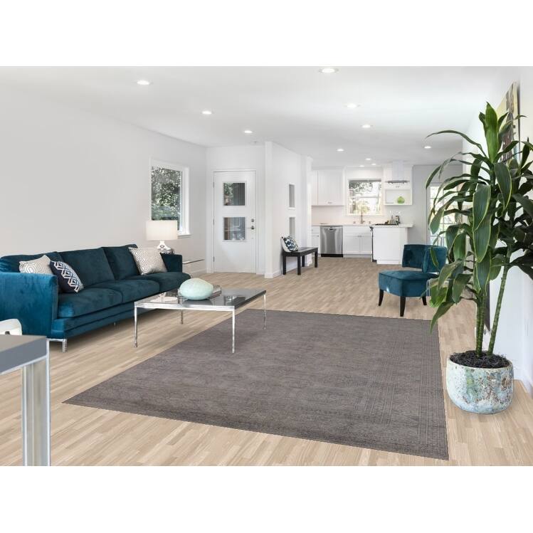 Hand Knotted Oriental 100% Wool Carpet Transitional All-Over Greys & Charcoal Oushak Area Rug - 8' 10'' X 6' 1''