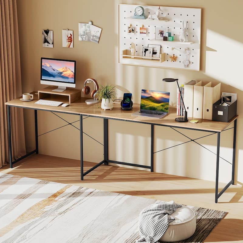 Gymax 95'' L-Shaped Reversible Computer Desk 2-Person Long Table