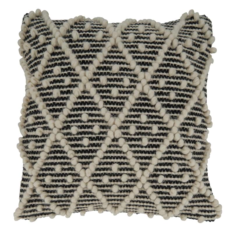 Throw Pillow With Diamonds Woven Design, 18"x18"