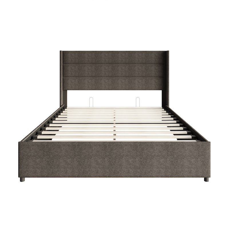 CraftPorch Modern Wingback Platform Lift Up Storage Bed