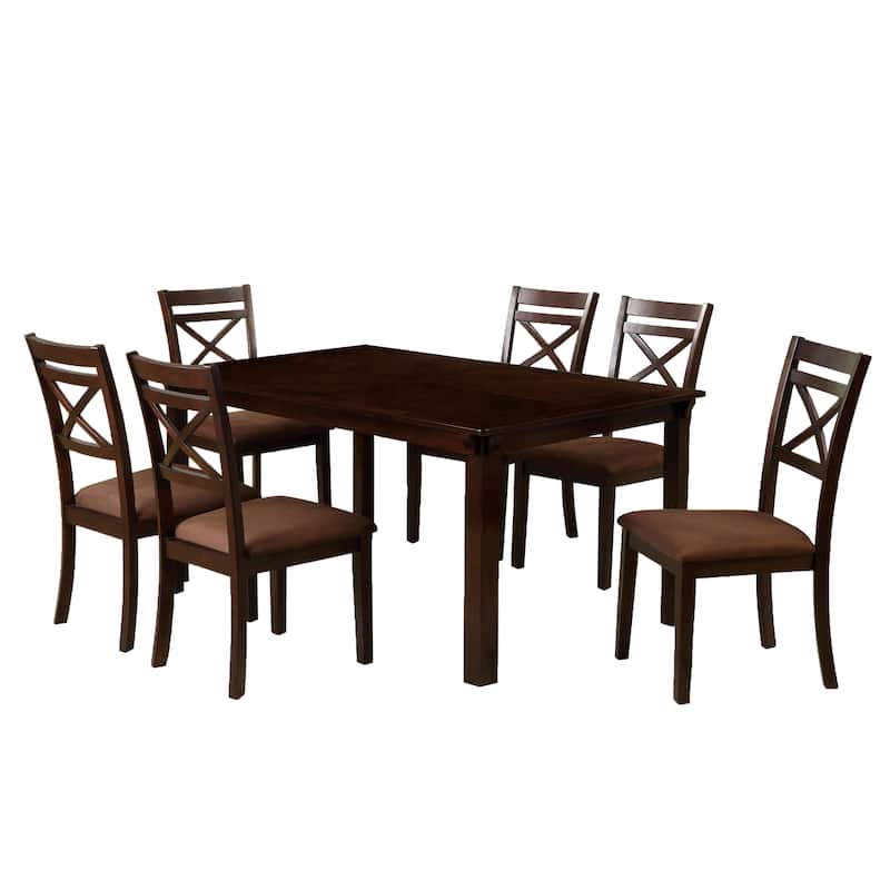 Wivo Contemporary Brown Solid Wood 7-Piece Dining Set by Furniture of America