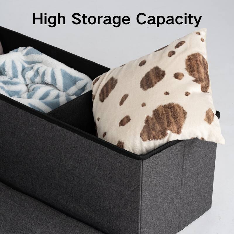 HomyLin Storage Ottoman Fabric Upholstered Tufted Foot Stool