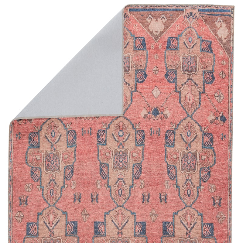 Lani Machine Washable Medallion Pink/Blue Area Rug
