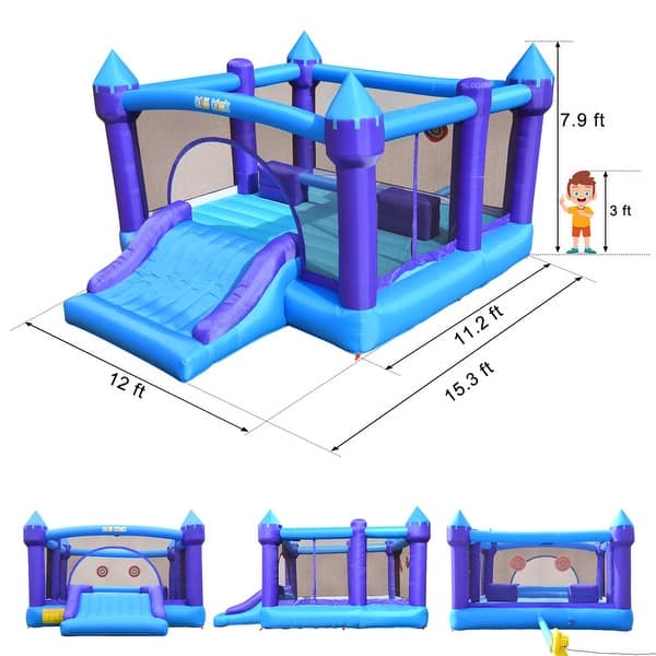 15.3'x 12' Large Bounce House 840D Oxford Inflatable Bouncers for 6 Kids with Blower & Slide - 15.3'x 12'