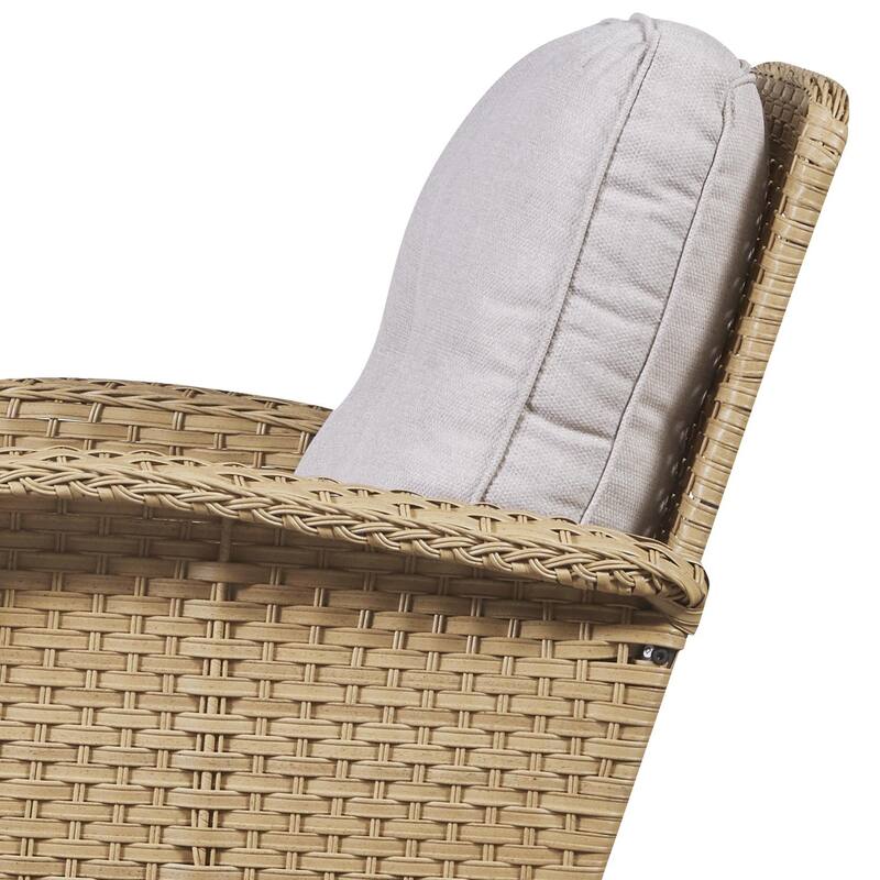 Gymojoy 5 PCS Outdoor Loveseat Sofa with Table and Swivel Rocker Chair Set
