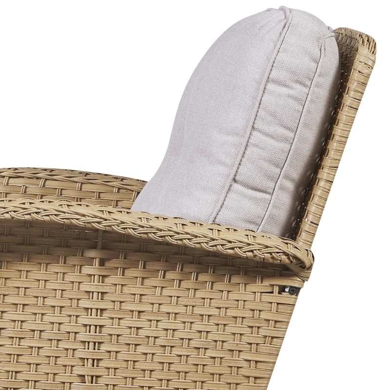 Outdoor 3-Piece Steel Wicker Swivel Chair Set