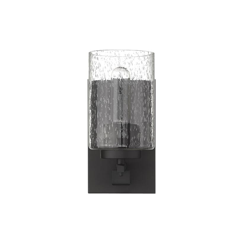 Metal and Textured Wall Sconce with Seeded Glass Shade LED Hardwired - 5.75” x 4.5” x 8.75” (D x W x H)