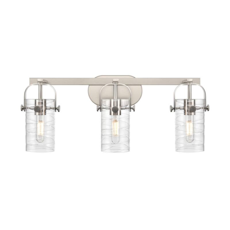 Innovations Lighting 423-3W-11-25 Pilaster II Cylinder Vanity Pilaster - Satin Nickel / Deco Swirl