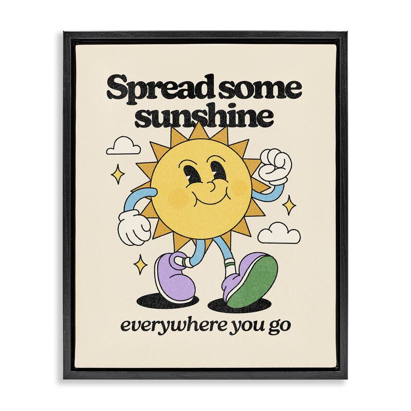 Stupell Retro Spread Some Sunshine Framed Floater Canvas Wall Art Design By Victoria Barnes - 17 x 21 - Black