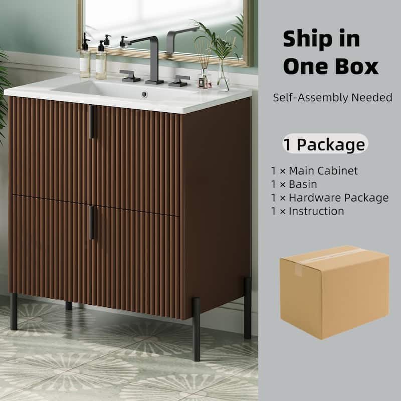 Freestanding Bathroom Vanity with Ceramic Sink