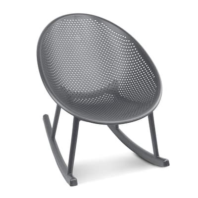 Patio Rocking Chairs | Oval Egg Shaped Lounge Rocker | All Weather Plastic | Modern Accent Side Chair for Indoor or Outdoor Use