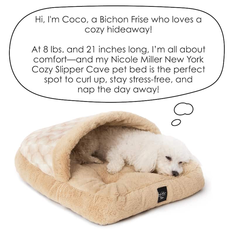 NICOLE MILLER NEW YORK PET Kendall Fluted Geo Cozy Slipper Cave Pet Bed - 22"x17"x11"