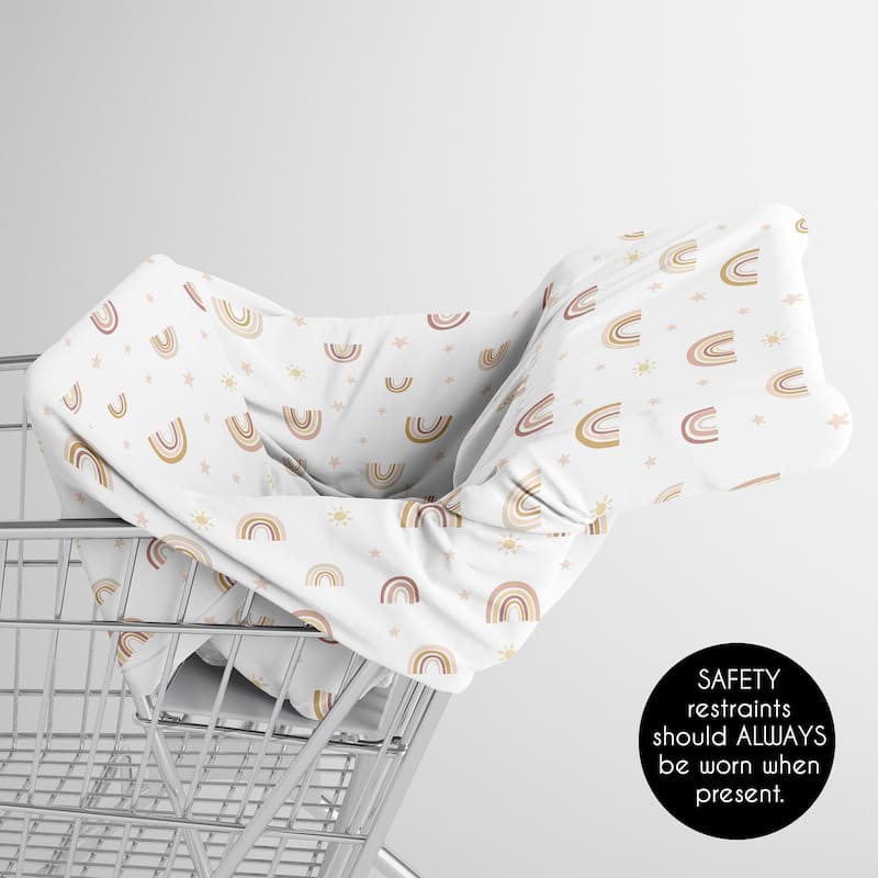 Sweet Jojo Designs Boho Rainbow Girl 5 in 1 Baby Car Seat Nursing Cover Pink Yellow Bohemian Modern Neutral Vintage Rose Mauve