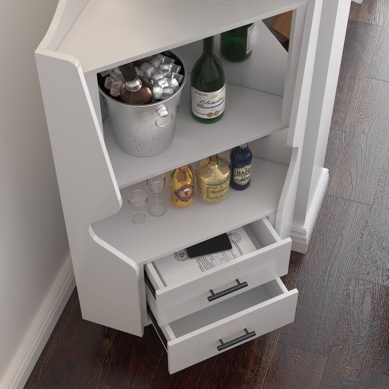 Rossetta Contemporary Elegance Mirrored Back Sideboard Bar Cabinet with Open Storage Shelves