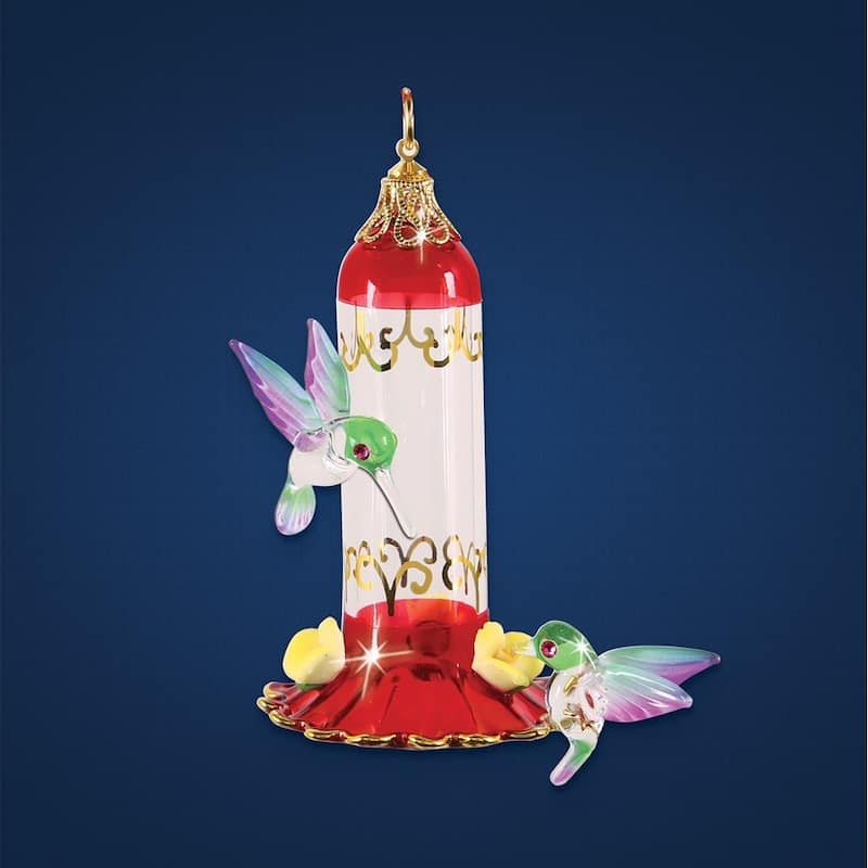 Curata Glass Baron Hummingbird Feeder Handcrafted Glass Ornament