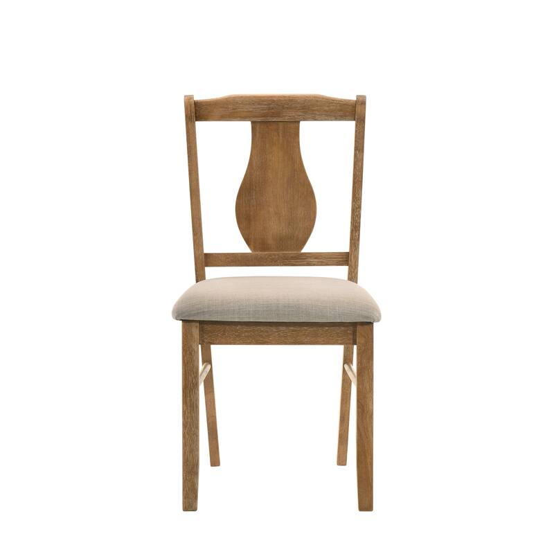 Rustic 5-Piece Dining Set with Weathered Oak Table and Upholstered Chairs, Perfect for Cozy Dining Spaces