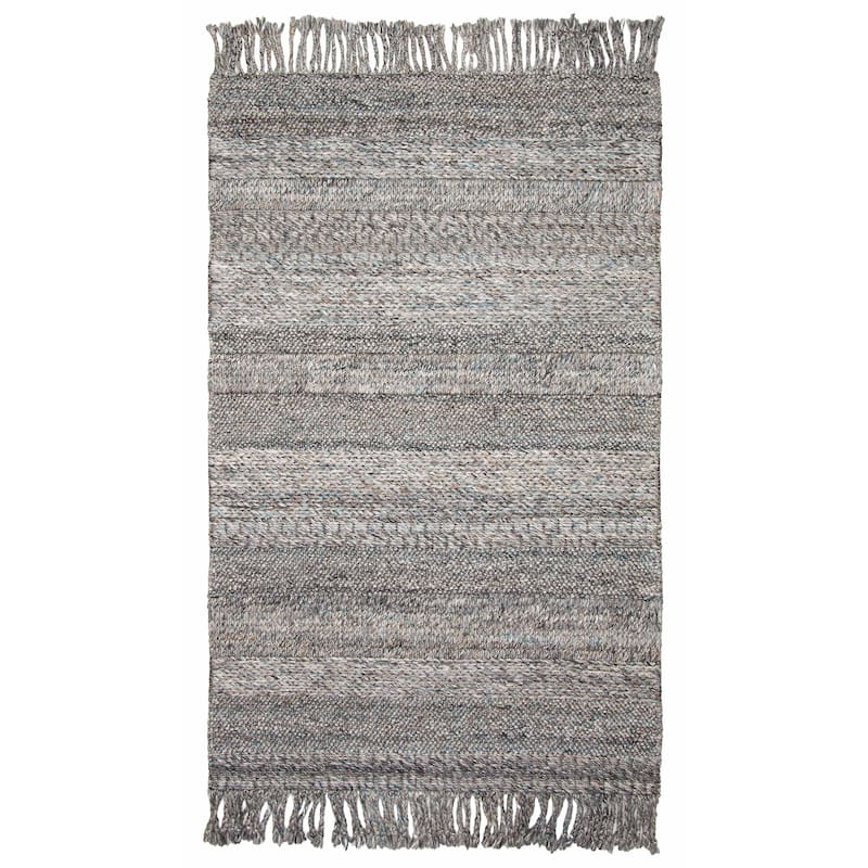 ECARPETGALLERY Braid weave Sienna Dark Grey Wool Rug - 5'1 x 8'1 - Grey - 5'1 x 8'1