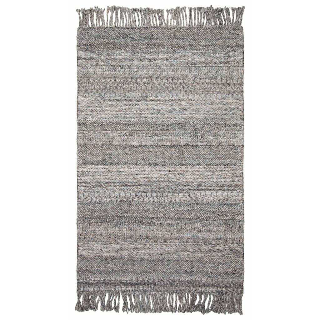 ECARPETGALLERY Braid weave Sienna Dark Grey Wool Rug - 5'1 x 8'1