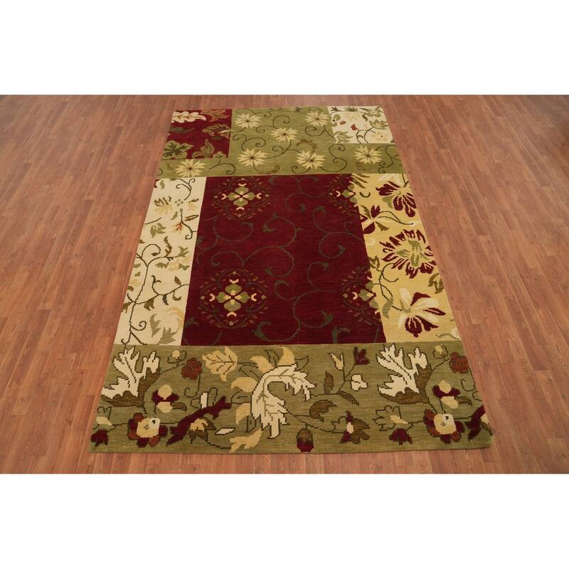 All-Over Floral Indian Area Rug 6x10 - 10' 1'' X 6' 5''
