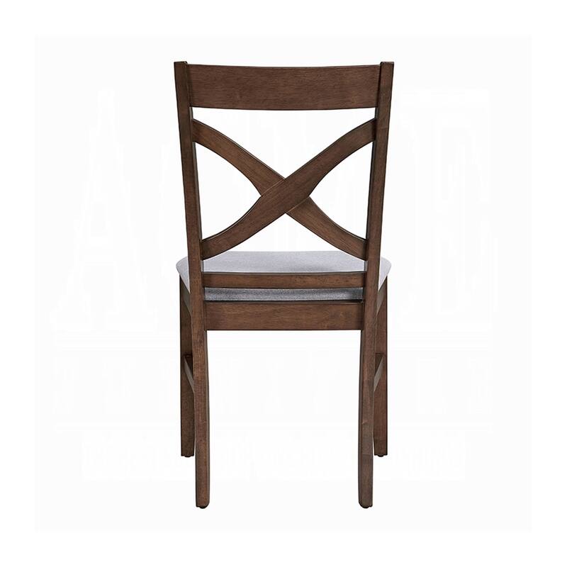 Feri Side Dining Chair Set of 2, Gray Foam Cushion, Farmhouse Brown