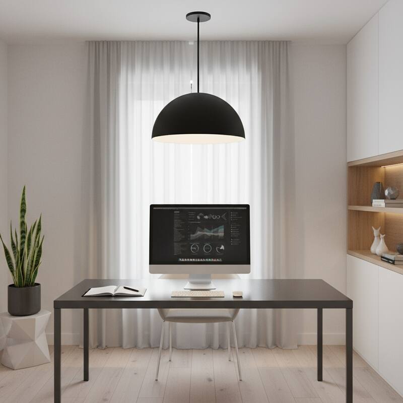 24 Inch Integrated LED Pendant Light Dimmable 5 Color Temperature Selectable - Black