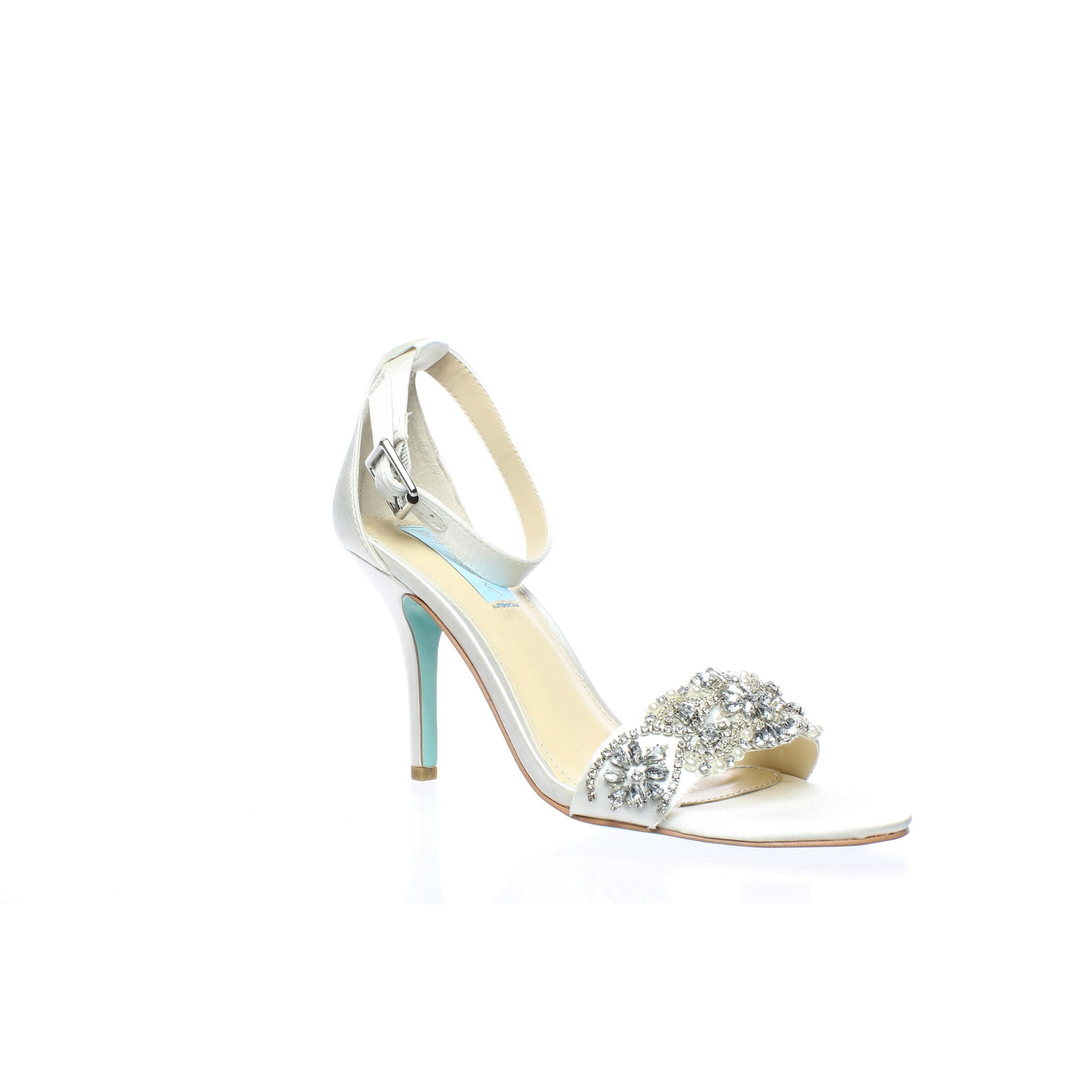 jeweled satin ankle strap heels
