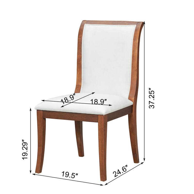 Modern Fabric Upholstered Dining Chairs with Oak Grey Finish and Hardwood Frame, for Dining Room or Kitchen, Set of 2