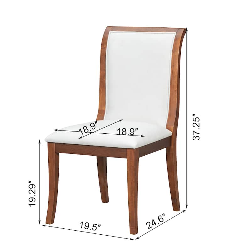 Upholstered Dining Chairs Set of 2 - Traditional Elegant Fabric Side Chairs with Curved Lines, Solid Hardwood Frame