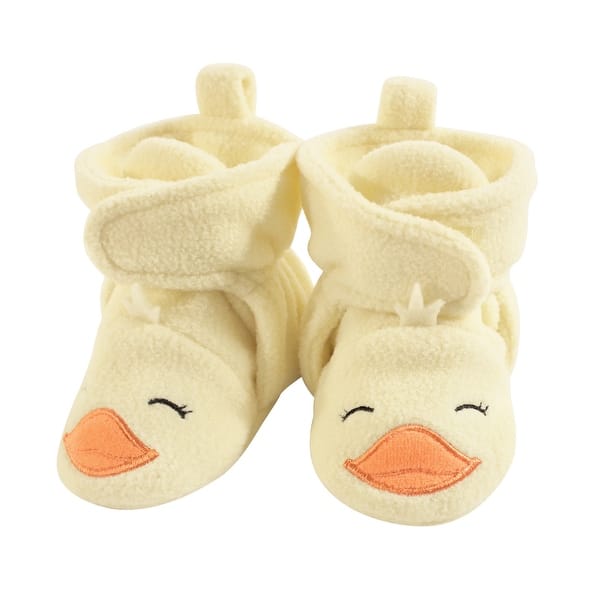 slide 1 of 1, Hudson Baby Baby Cozy Fleece Booties, Yellow Duck 12-18 Months - Yellow Duck