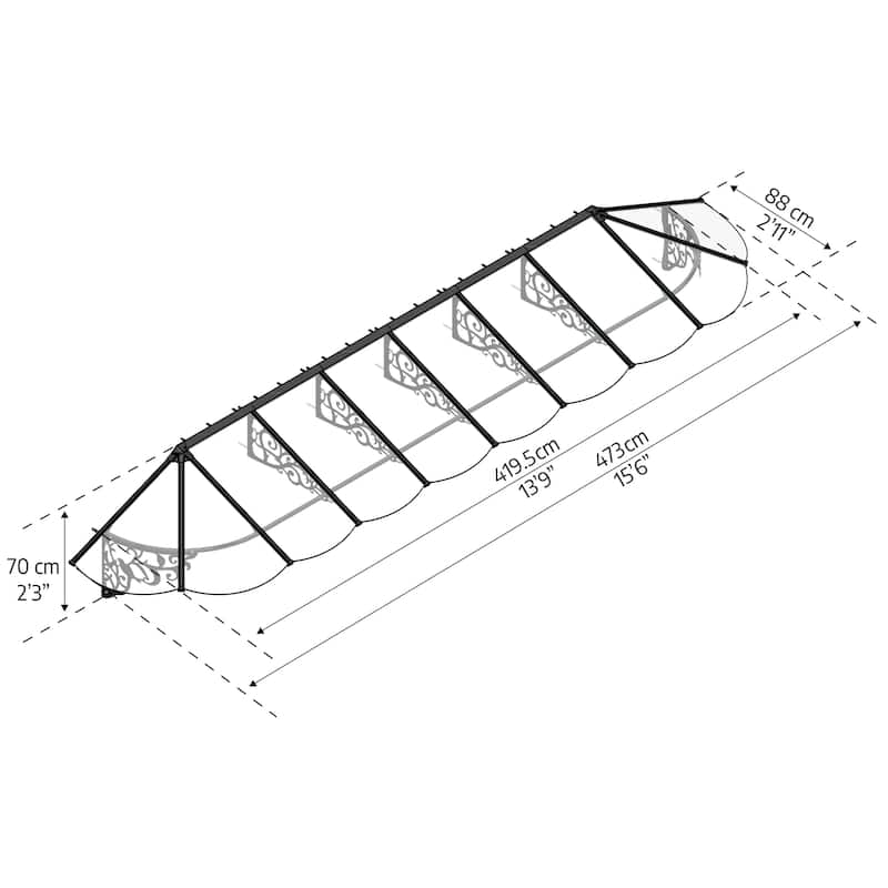 Lily 3 ft. Black/Clear Door and Window Awning
