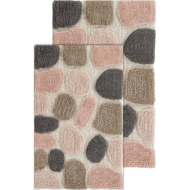 Chesapeake Pebbles 2pc Bath Rug Set - 21"x34" & 24"x40" - Rose Cloud
