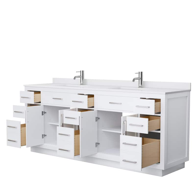 Beckett TK 84-inch Double Vanity, Cultured Marble Top